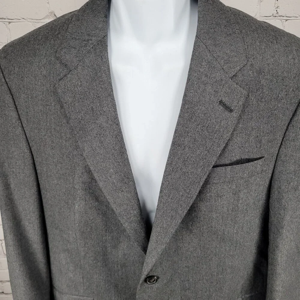 Lauren Ralph Lauren Grey Wool Cashmere 2 Button Notch Blazer Sport Coat Size 42R